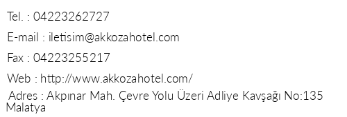 Grand Akkoza Hotel telefon numaralar, faks, e-mail, posta adresi ve iletiim bilgileri